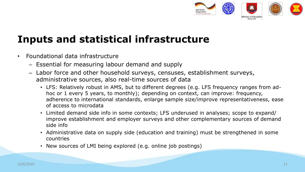 inputs and statistical infrastructure