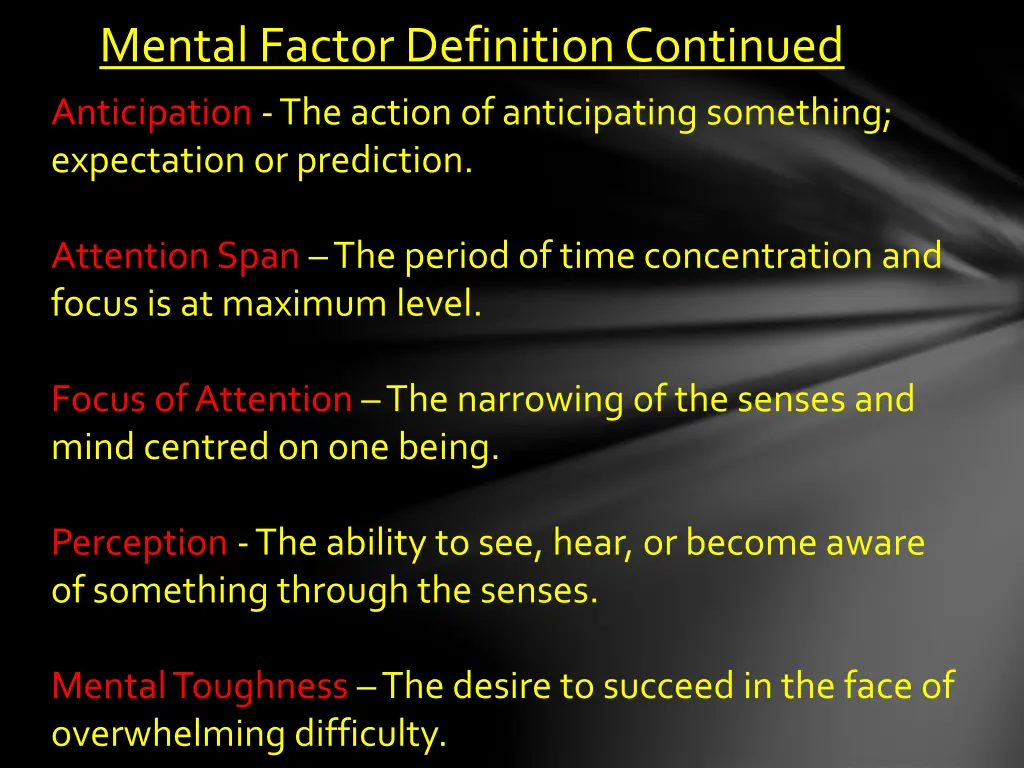 mental factor definition continued