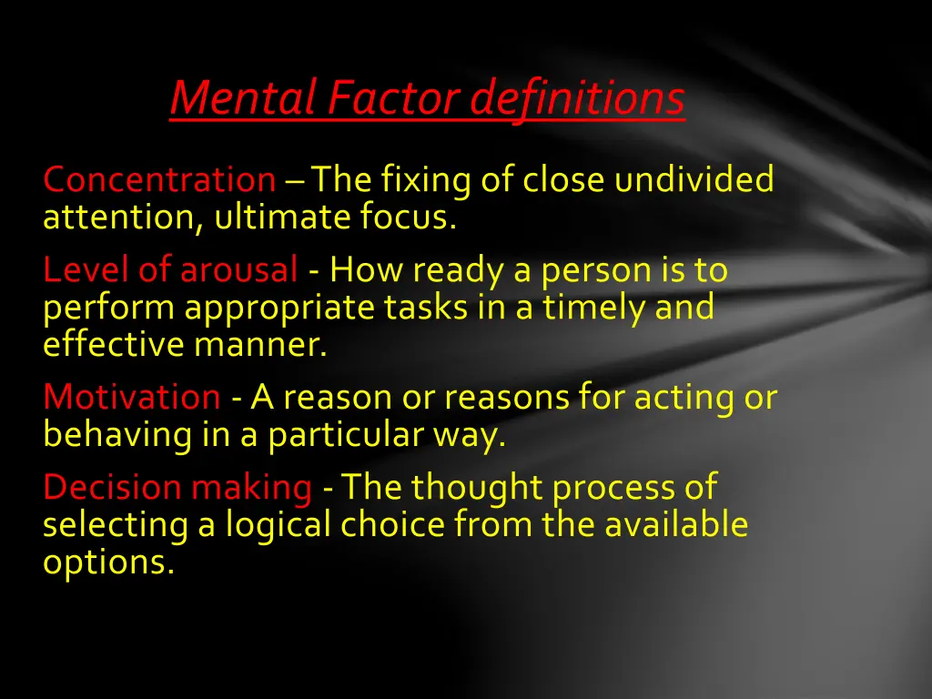 mental factor definitions