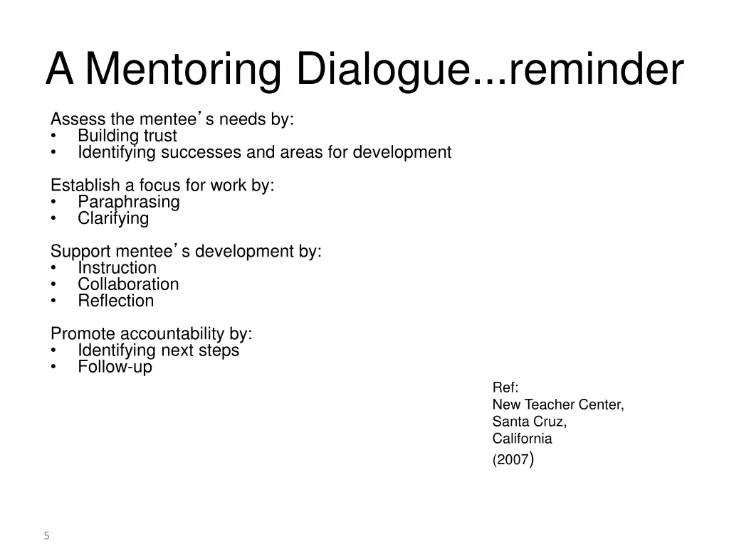 a mentoring dialogue reminder