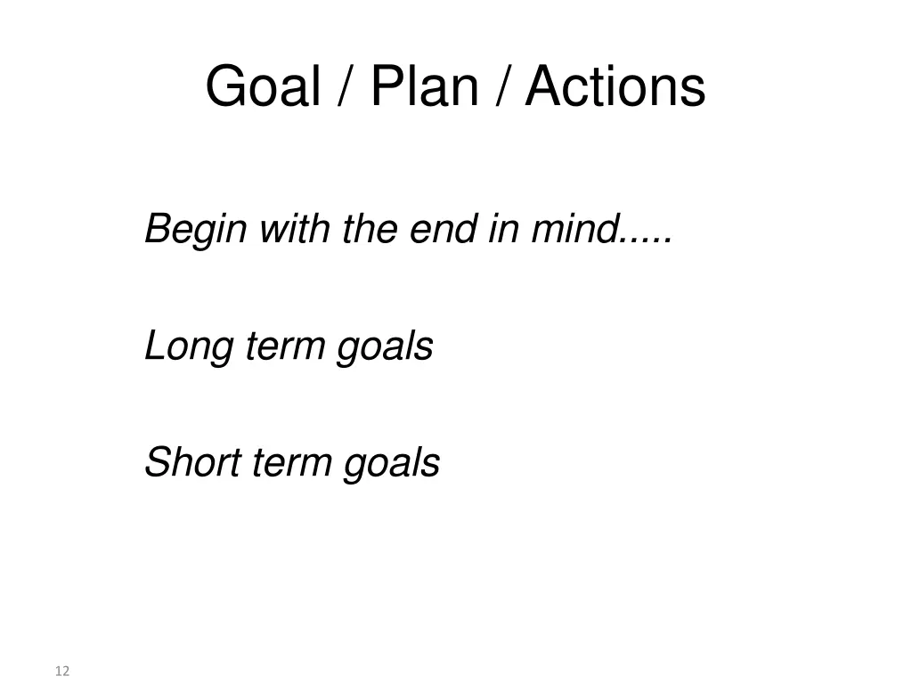 goal plan actions