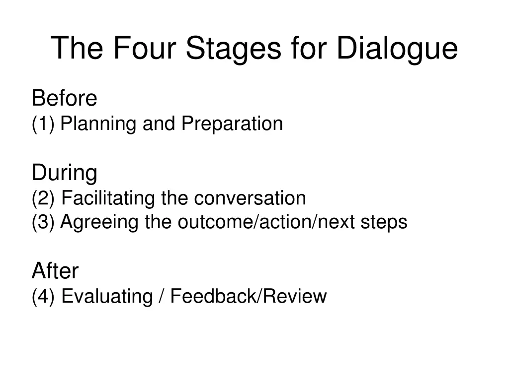 the four stages for dialogue