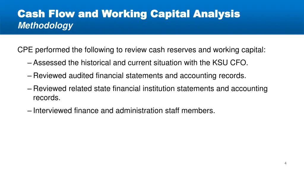 cash flow and working capital analysis cash flow