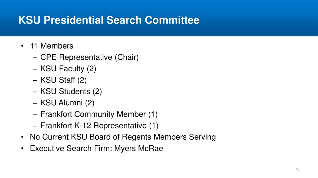 ksu presidential search committee