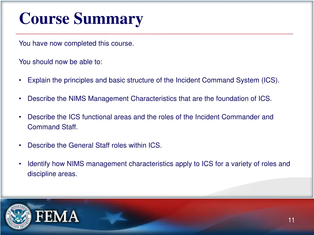 course summary