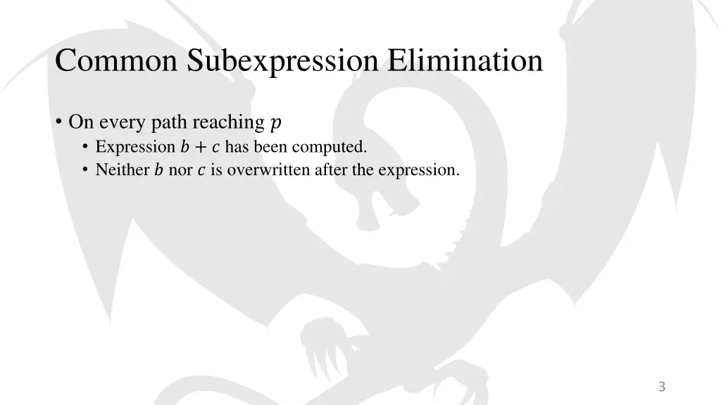 common subexpression elimination