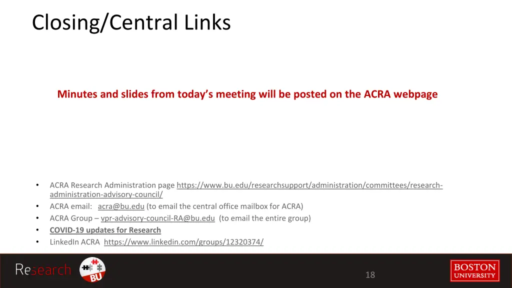 closing central links