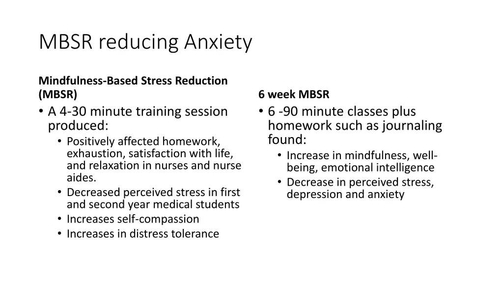 mbsr reducing anxiety