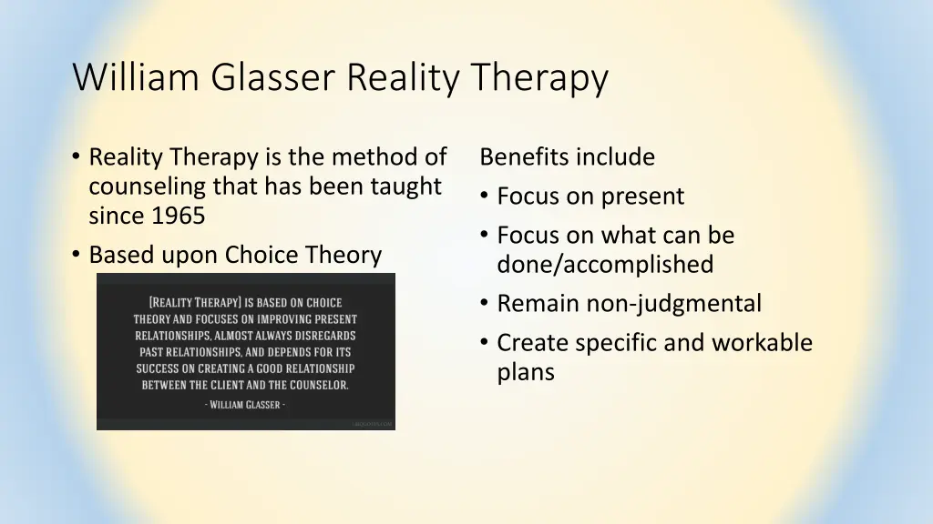 william glasser reality therapy