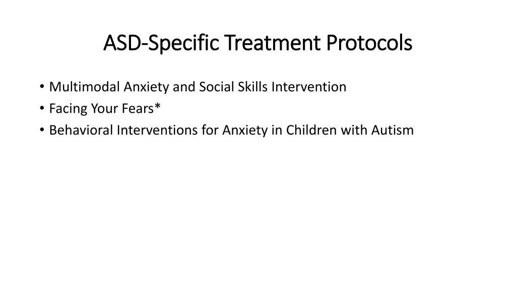 asd asd specific treatment protocols specific