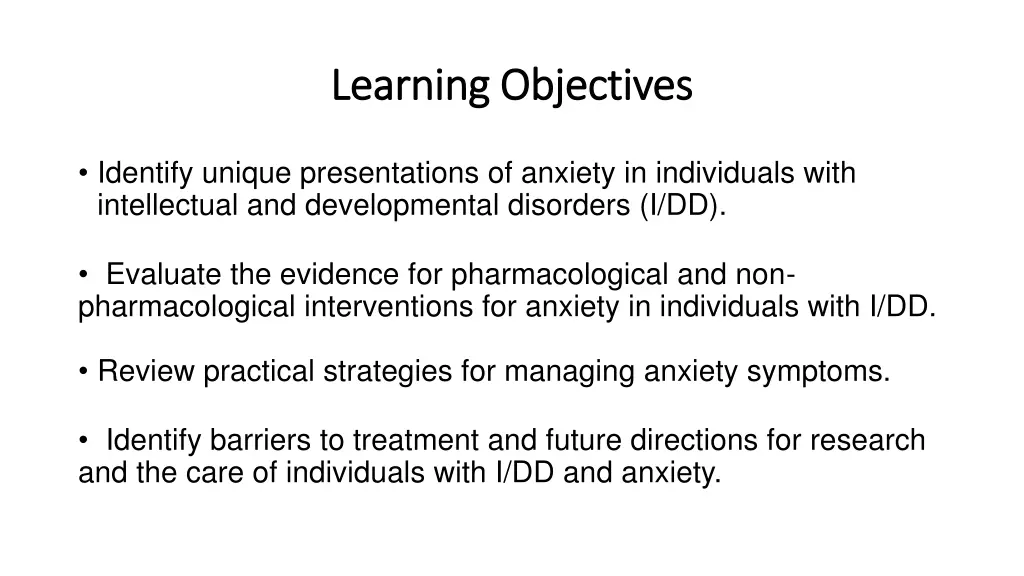 learning objectives learning objectives