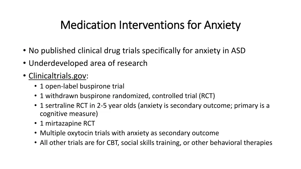 medication interventions for anxiety medication