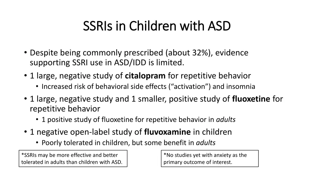 ssris in children with asd ssris in children with