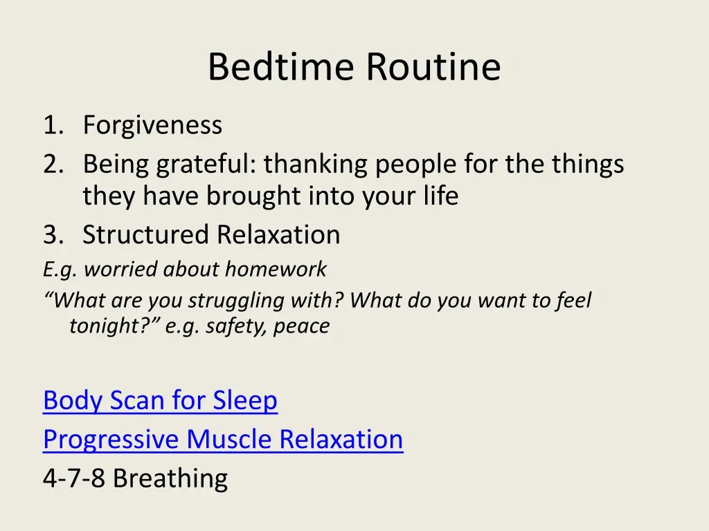 bedtime routine