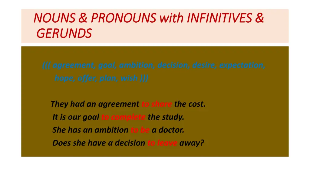 nouns pronouns with infinitives nouns pronouns