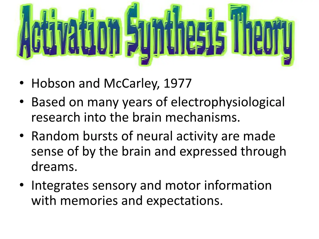 hobson and mccarley 1977 based on many years