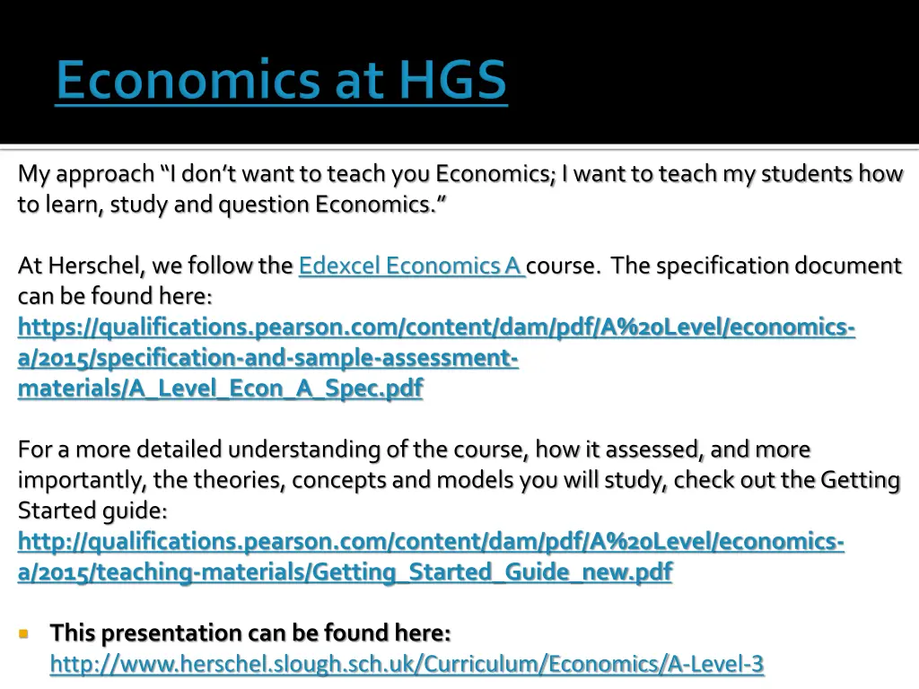 economics at hgs