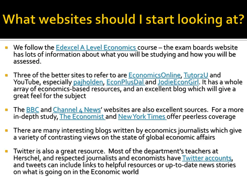 we follow the edexcel a level economics course