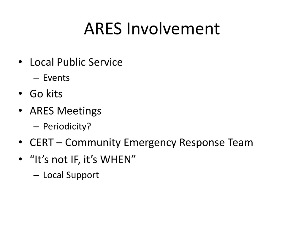 ares involvement