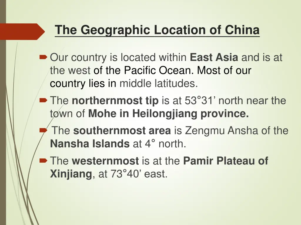 the geographic location of china