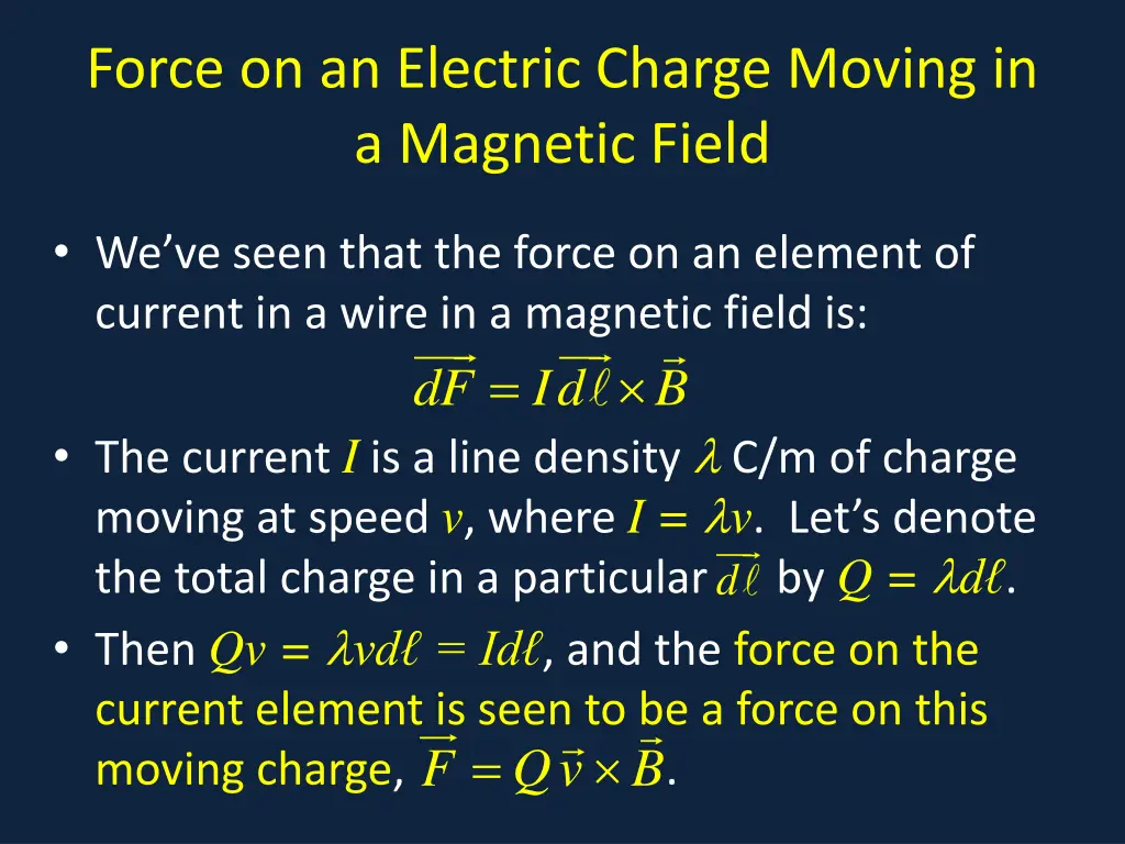 force on an electric charge moving in a magnetic