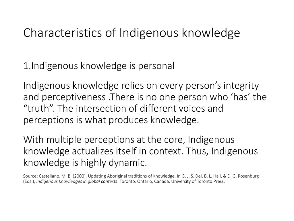 characteristics of indigenous knowledge 1