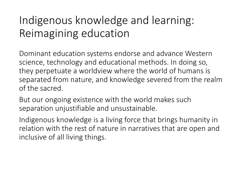 indigenous knowledge and learning reimagining