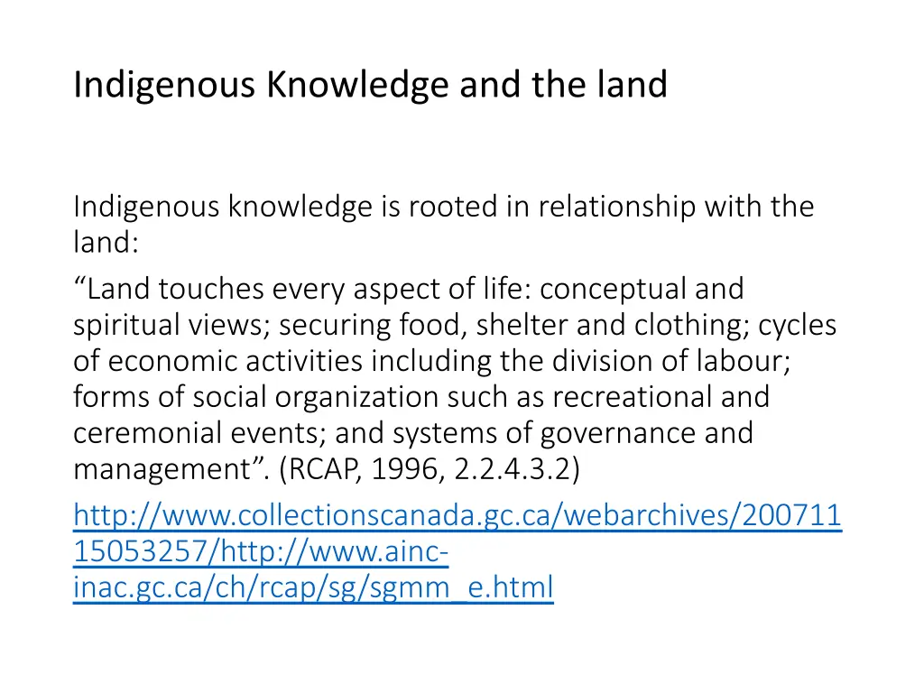 indigenous knowledge and the land