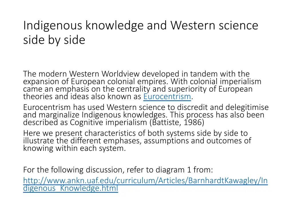 indigenous knowledge and western science side