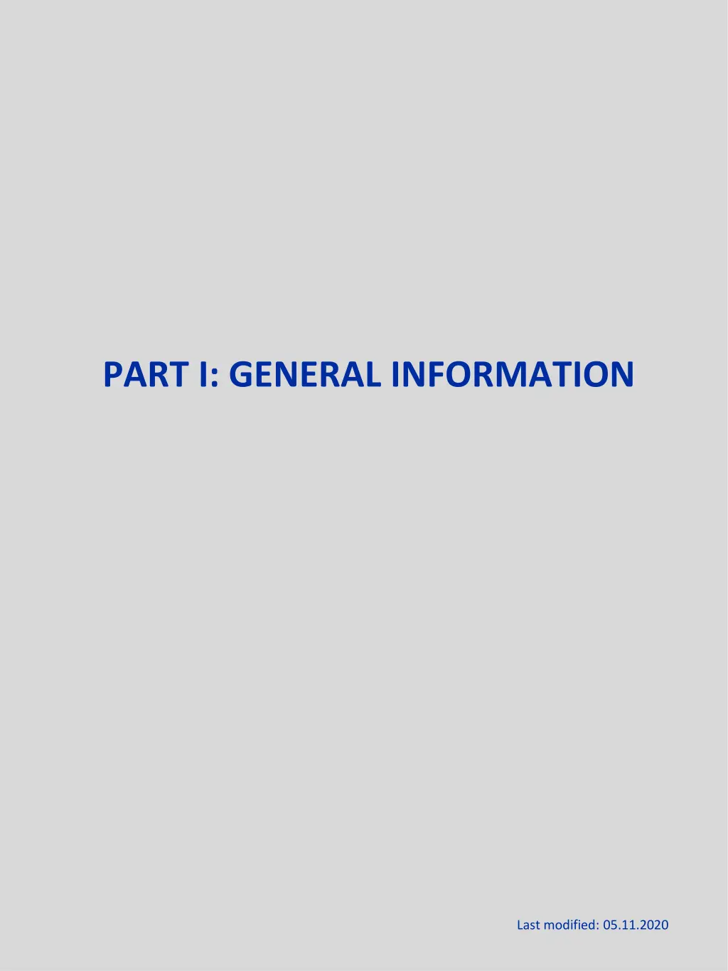 part i general information