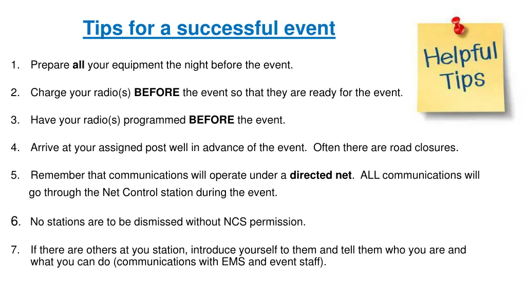 tips for a successful event