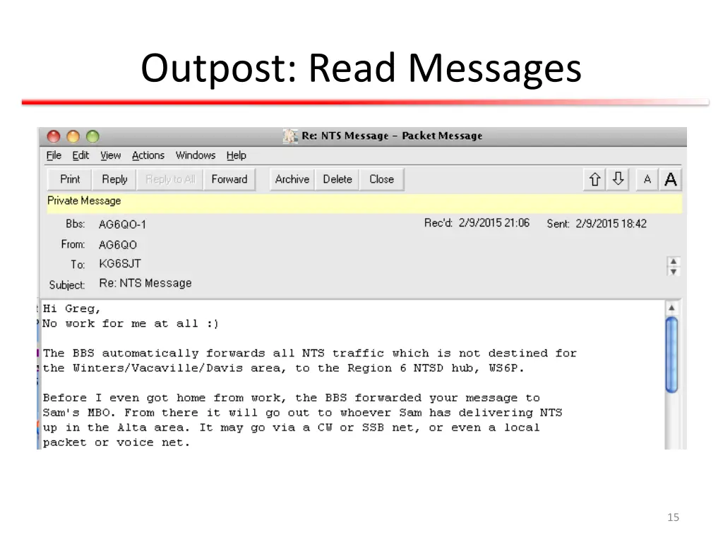 outpost read messages