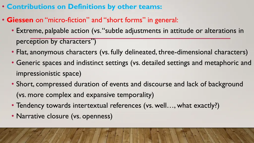 contributions on definitions by other teams