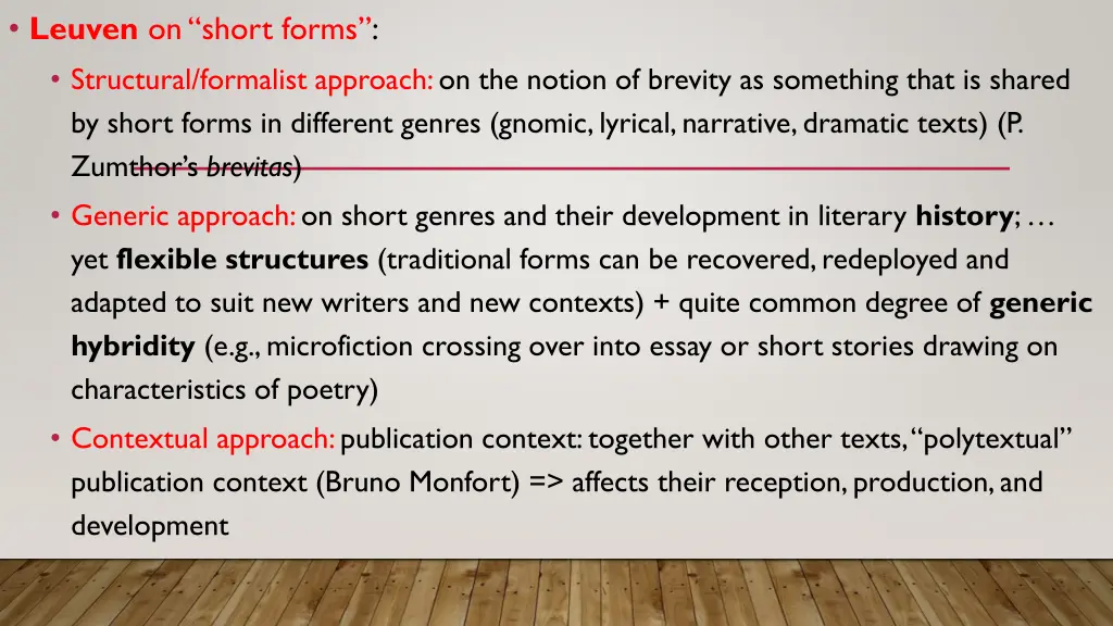 leuven on short forms structural formalist