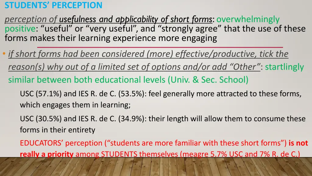 student s perception perception of usefulness