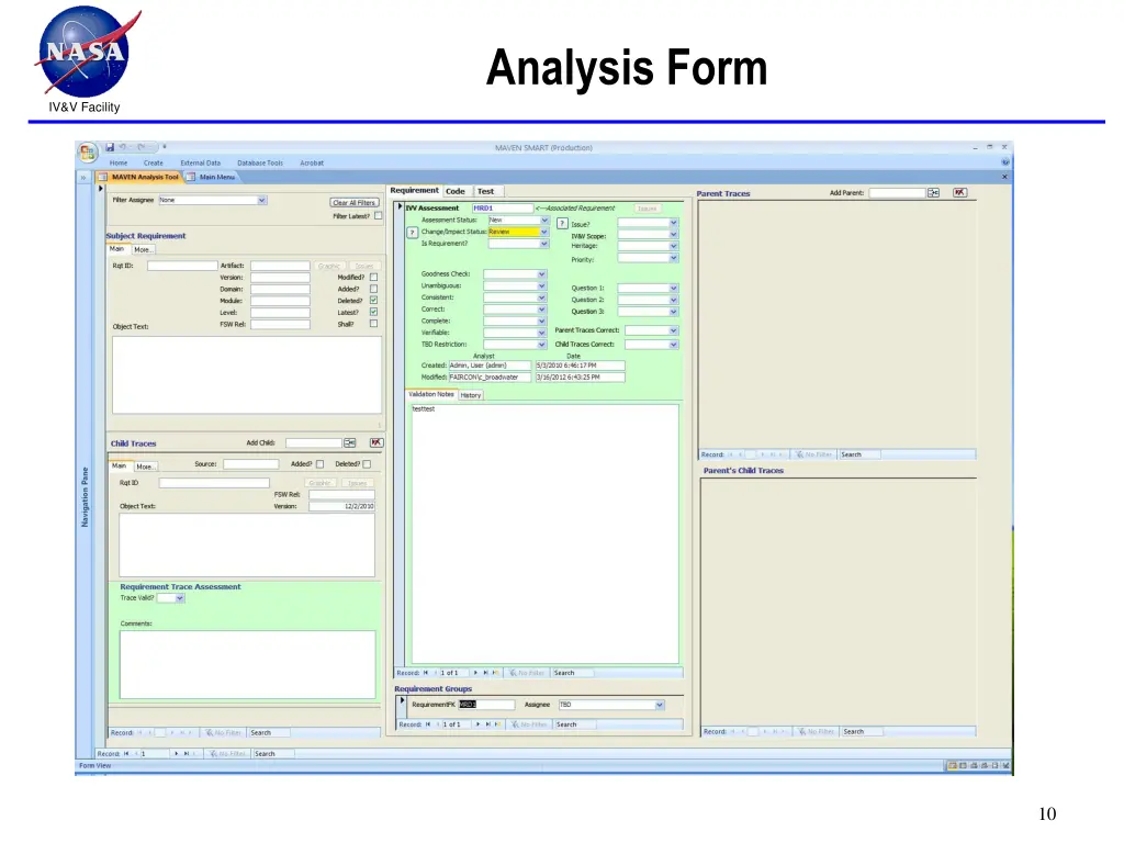 analysis form