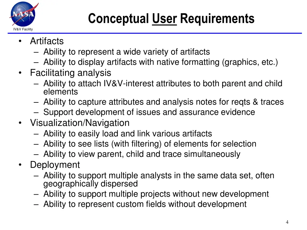 conceptual user requirements