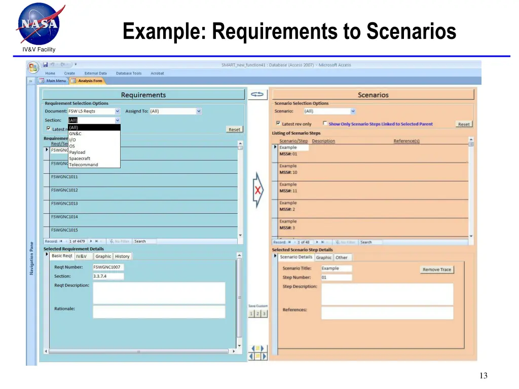 example requirements to scenarios