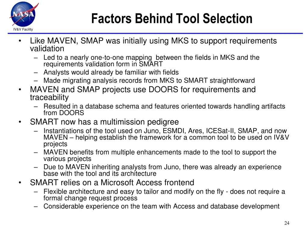 factors behind tool selection