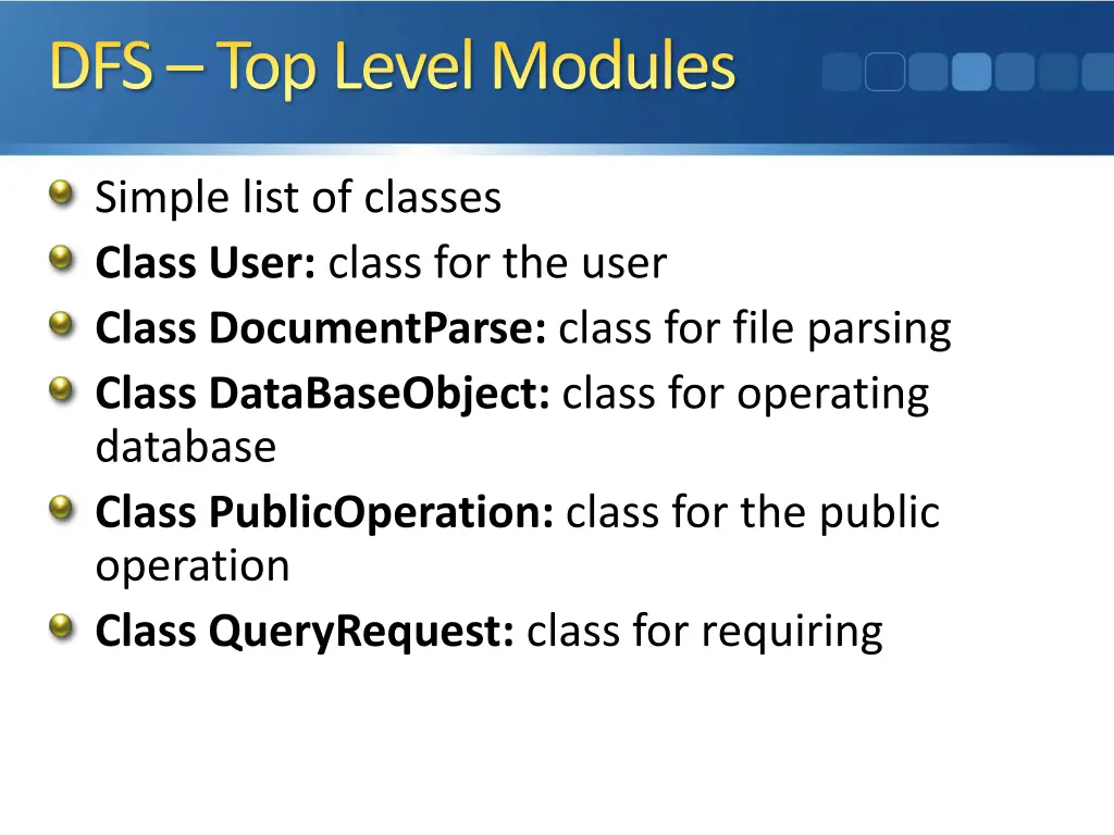 dfs top level modules