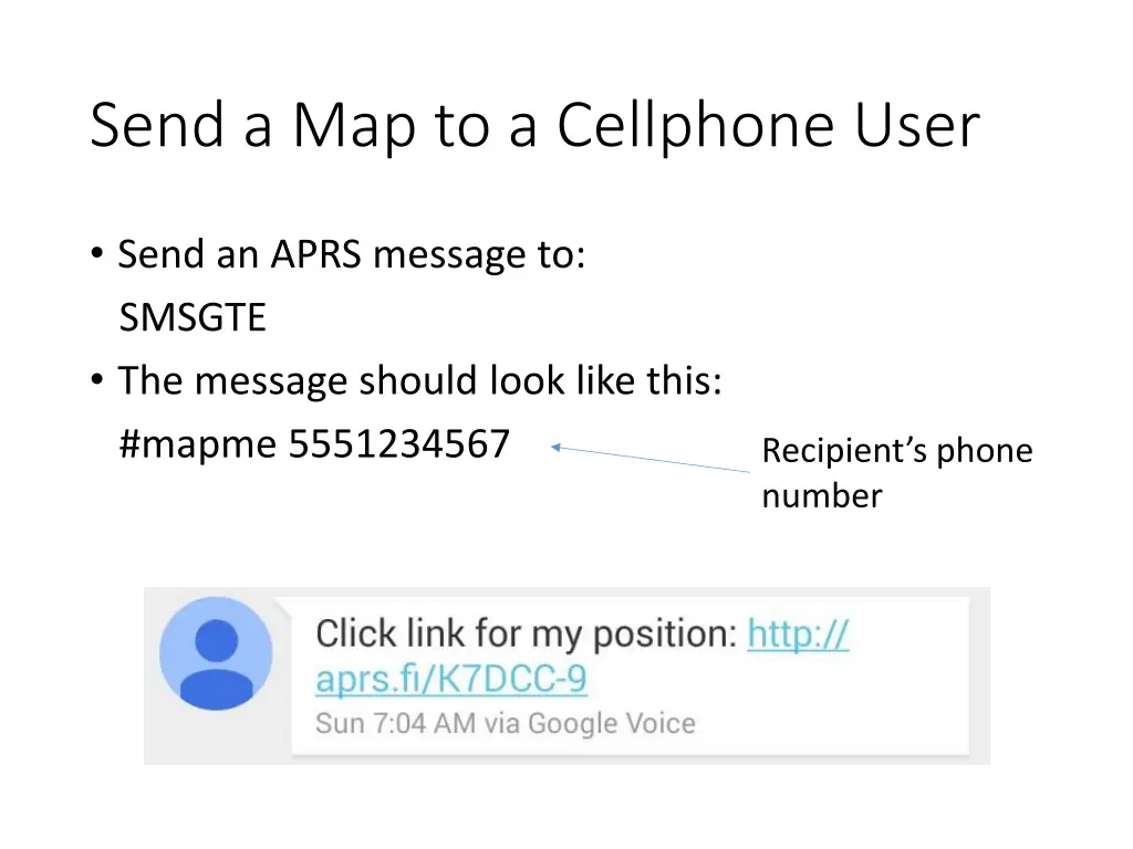 send a map to a cellphone user