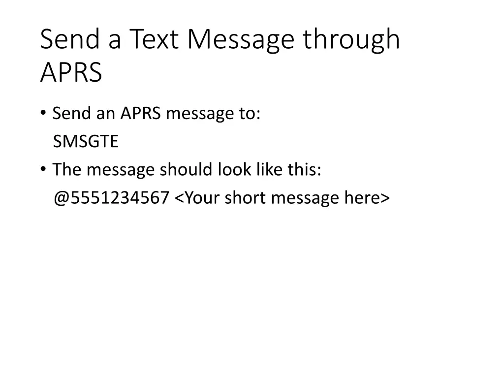 send a text message through aprs