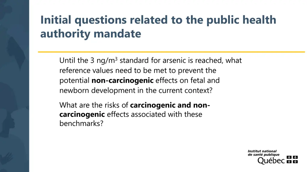 initial questions related to the public health