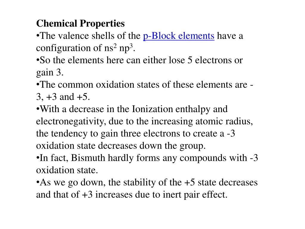 chemical properties the valence shells