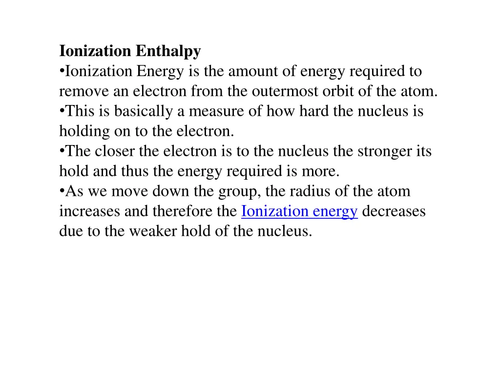 ionization enthalpy ionization energy