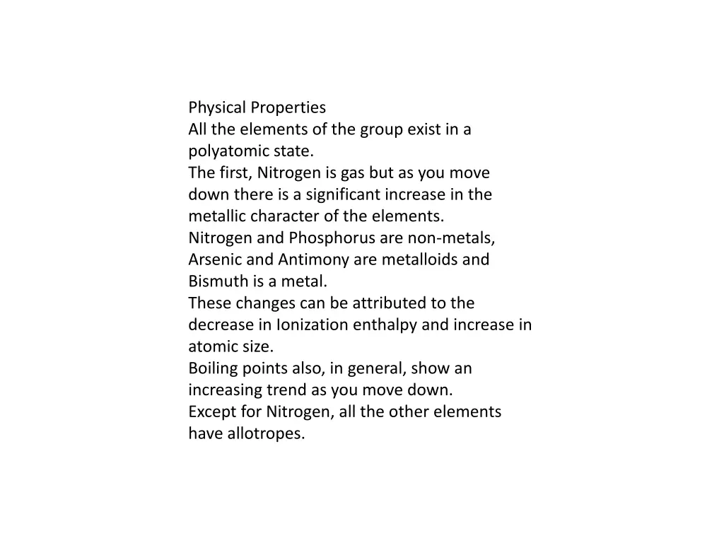 physical properties all the elements of the group