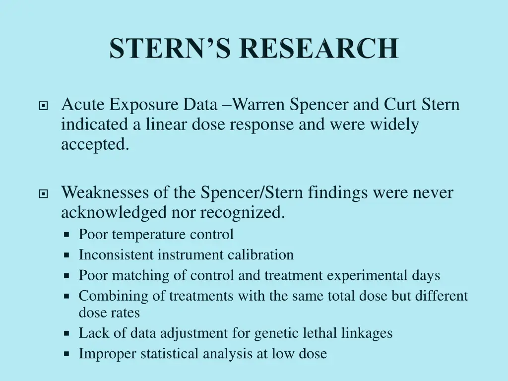 acute exposure data warren spencer and curt stern