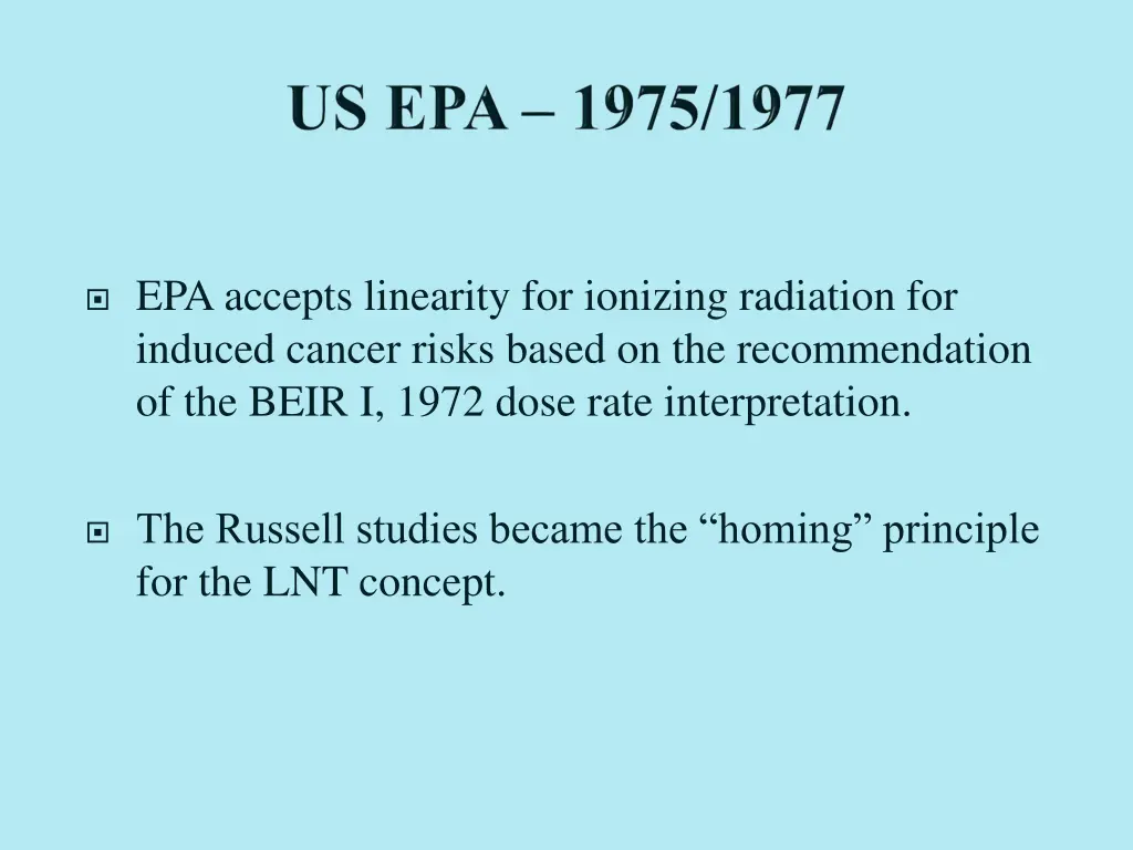 epa accepts linearity for ionizing radiation