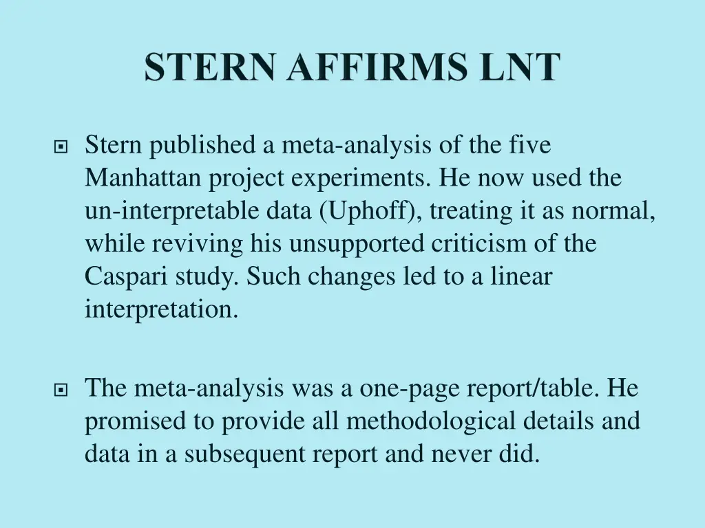 stern published a meta analysis of the five