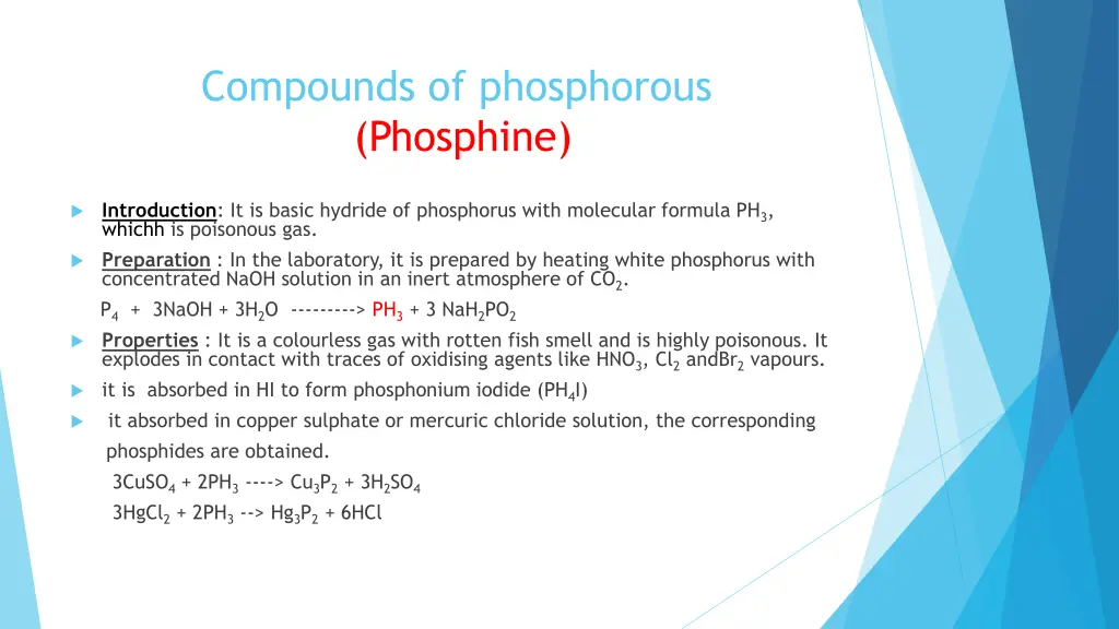 compounds of phosphorous phosphine